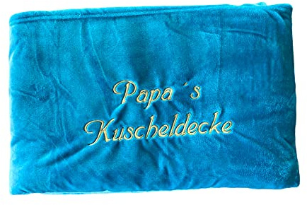 Krings Fashion Kuscheldecke XXL - 180 x 220 cm - Individuell anpassbar Bestickt mit Namen und Text - Hochwertige Decke - Tagesdecke - Farbe Petrol - Stickfarbe wählbar