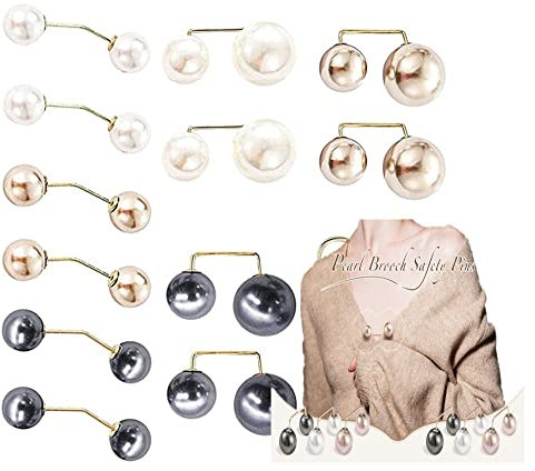 12pcs Faux Perle Brosche Hochzeit Cardigan Clip Pullover Schal Clip Sicherheitsnadel Brosche Pins Dress Strass Boutonniere Brosche Clip Schmuck für Geschenke Frauen Mädchen