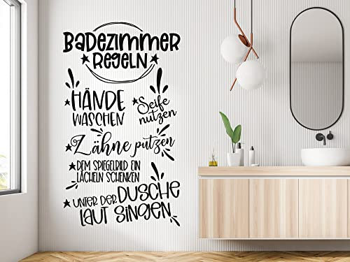 GRAZDesign Wandtattoo Bad Regeln, Badezimmer Bild als Aufkleber, Toilettenregeln Hausregeln - 99x57cm / Flieder