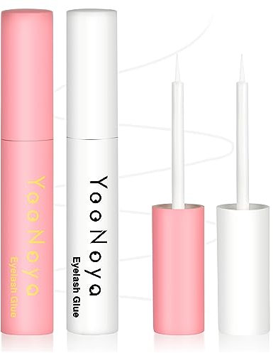 YOONOYA Colla Ciglia Finte, (2 * 8ml) Colla Extension Ciglia, Eyelash Glue adesivi per ciglia ad asciugatura rapida, Bianco 16ml (0.28oz+0.28oz)