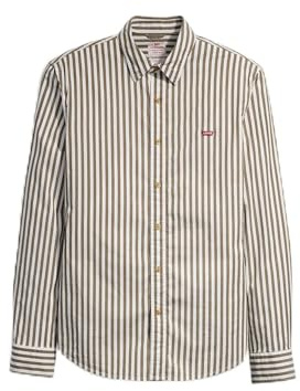 Levi's Långärmad herrskjorta Housemark Slim skjorta, Dean Stripe Burnt Olive, XS