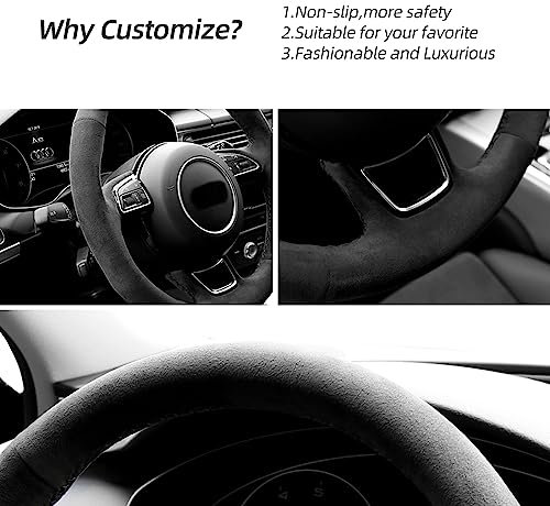 Gestrickte Lenkrad Handnaht Alcantara Lenkradbezug für Audi A3 A6 Premium A6 A7 Prestige