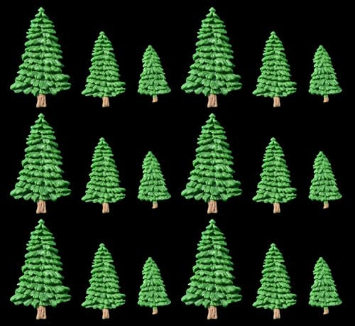 18 x Edible 3D Christmas Trees Set 2 icing toppers, cake cupcakes decorations (Green)