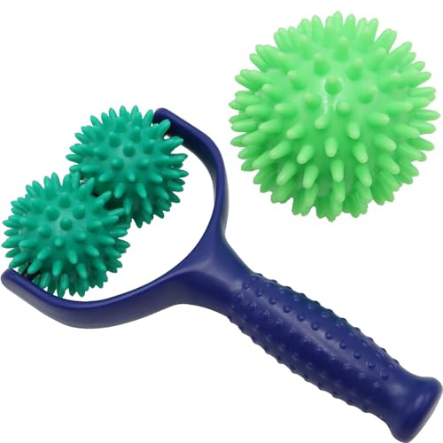 Yeria Abnehmbar Massagerollen mit Griffen,Kommt Mit 1 Igelball Massageball，Premium Igelball Fußmassage，faszienrolle klein zur Entspannung von Fuß, Bein und Rückenmuskulatur, Grün
