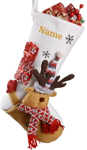 witfox Personalisierte weihnachtsstrumpf - Nikolausstrumpf Personalisiert Weihnachtsdekorationen Personalisierte Weihnachtssocken für Kinder mit Namen 3er Set