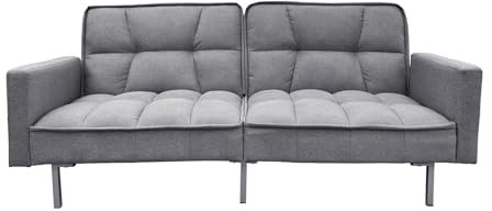 HTI living Schlafsofa Brigga Leinen Grau Funktionscouch inklusive 2 Zierkissen