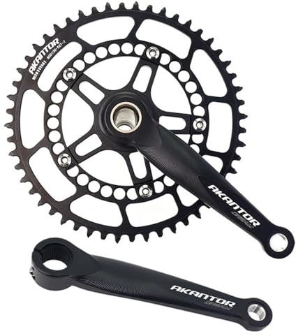 LSRRYD Rundes Ovales Kettenblatt 52T 56T 130BCD Kurbelgarnitur 170mm Hohle Integrierte Kurbelarm Aluminium Kurbel Garnitur Für BMX Faltrad (Color : Black-170mm, Size : Round-52T)