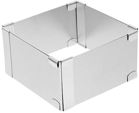 DECHOUS Square Mousse Cake Ring Stainless Steel Baking Pastry Mould 3.5 Inch Silver for Dough Fruits Bread Oval Set Random Style