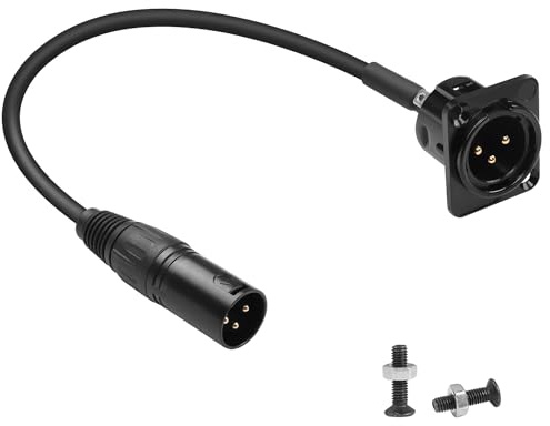 QIANRENON XLR Male to Male Audio Cable - 35cm/13.8in, Gold Plated, Panel Mount, for Stage Lighting & Sound Mixer