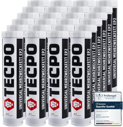 TECPO Universal Mehrzweckfett EP2 400g Kartusche Schmierfett, Lithiumfett, Universalfett, KFZ-Schmierung, wasserbeständig, KP2K-30 Lithium Fett (24x 400g)