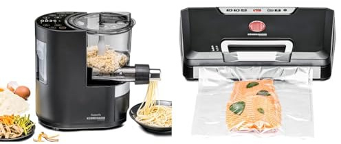 ROMMELSBACHER Elektrische Nudelmaschine PM 220 – bis zu 800 g & Vakuumierer VAC 485-Absaugleistung 15 Liter/Min.