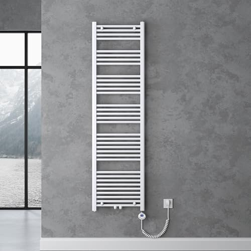 doporro Radiateur Sèche-Serviette Eau Chaude 180x60cm avec Résistance | 1000W, Blanc, Salle de Bain, RHE