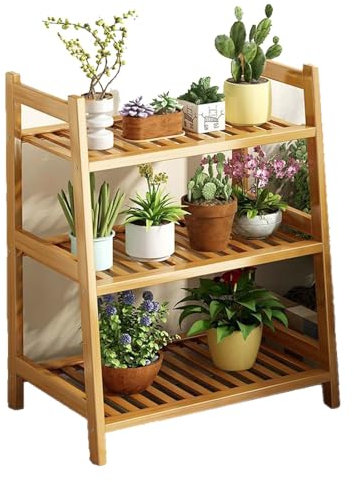 HUHJYUGE Fioriera a Scala 3/4 Ripiani in Legno, Supporto per Piante da Interno ed Esterno, Portapiante da Interni Moderno, Espositore per Fiori in Legno, Mensola per Piante da Esterno