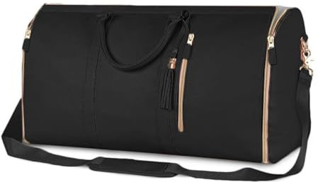 JTBDWOSK Reisetasche,Carry on Garment Duffle Bag,Travel Bag,Travluxe Faltbare Reisetasche,Foldy luux Bag,Umwandelbarer Handgepäck,Reisetasche Kleidersack 2 In 1, Wasserdichter Kleidersack,Schwarz