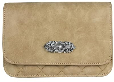Gesteppte Handtasche Fabia mit Trachten Applikation | Hellbraun