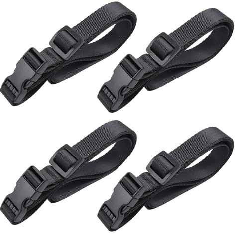 Vigorport Utility Straps Quick Release Nylon Backpack Accessory Bag Strap,Adjustable for Hiking,Travel,Outdoor Sports-4 Pack (Black, 0.75 W-24 L)