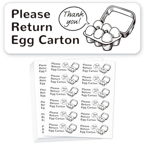 GOMAKERER 180 Pcs Thank You Please Return Egg Carton Labels, 2.5x6.7cm Farm Fresh Eggs Sticker PET Adhesive Egg Packaging Stickers for Box Container Carton Farm Supplies