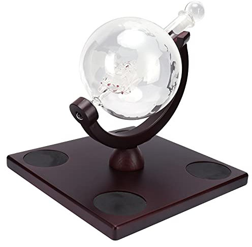 Ensemble de Carafe à Whisky Globe, Distributeur de Liqueur en Verre gravé avec 4 Verres, pour Hommes, Maison, Bar, Bureau