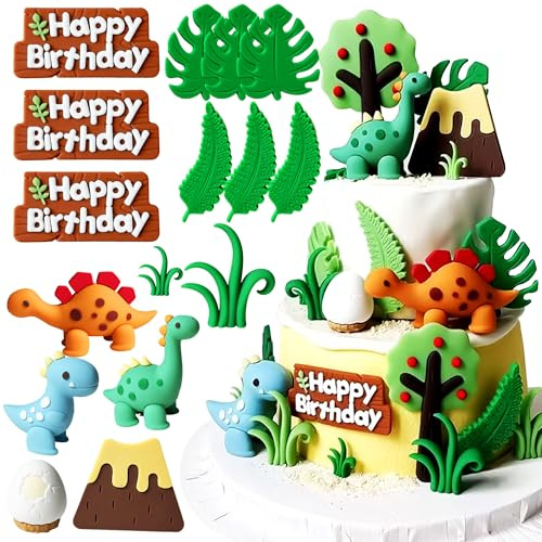JeVenis Luxury Dinosaurier Kuchendekoration Dino Tortendeko Cake Toppers | Luxury Dinosaurier Kuchendekoration Dino Tortendeko Cake Toppers Dinosaurier Themen Kuchen Dekoration Kinder Babyparty Dino