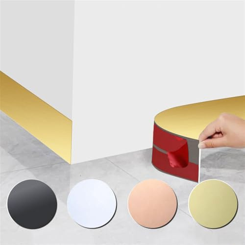 LKYJD Stainless Steel Kick Plate, Peel and Stick Kickplate Base Cover, Baseboard Molding Trim for Wall, Door, Kitchen Cupboard(Brushed Gold,10cmx12m)