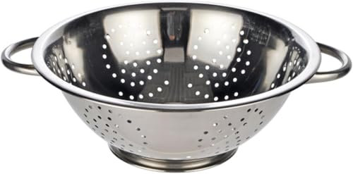 Stainless Steel Colander 24cm with Handle Sturdy Base Dishwasher Safe Pasta Strainer Rice Sieve Metal Strainer for Cooking Kitchen Colanders and Food Strainers