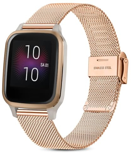 Issinlky Metallarmband för Garmin Venu Sq/Sq 2/Venu 2 Plus/Vivoactive 3/5/Venu/Vivomove HR/Forerunner 55 245 645, 20 mm rostfritt stålband
