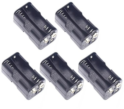 Zxfdsfdbnm 5 piezas 4 x AA soporte para batería con conector de clip de batería, práctico soporte para pilas AA de plástico con conector de 9 V