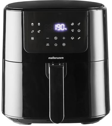 Mellerware - Freidora sin aceite Crunchy Plus 5.5L 1500W | 11 Menús Predefinidos | Capacidad para 3-5 raciones | Temporizador Programable | Pantalla para controlar la temperatura | Air Fryer 80-200º