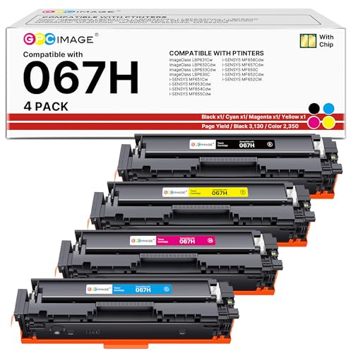 067H Toner Kompatibel für Canon 067H 067 i-SENSYS MF657Cdw MF655Cdw MF651Cw | für Canon i-SENSYS MF650C, LBP633Cdw LBP632Cdw LBP631Cw, MF653Cdw MF654Cdw MF656Cdw, Schwarz Cyan Gelb Magenta, 4er-Pack