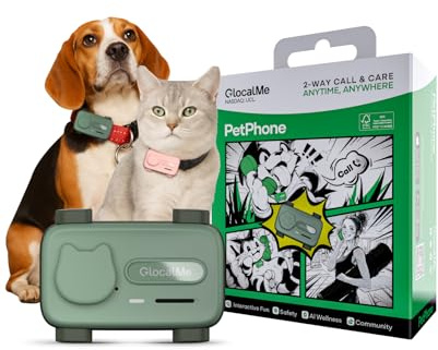 GlocalMe PetPhone Pet Tracker for Dog and Cat, Support Play Music and 2-Way PetChat, Pet Community and AI Health Alerts, Real Time Tracking and Virtual Fence, Unlimited Range Pet GPS Tracker (Green)