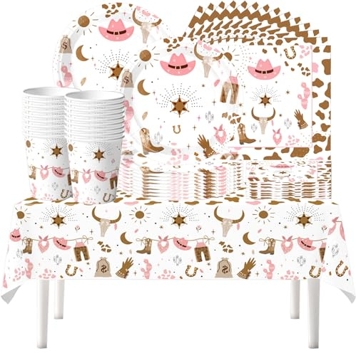61 pezzi di stoviglie per la festa di compleanno del cowboy occidentale, decorazioni per la festa di compleanno dei bambini, materiale per la festa della ragazza col cappello da jazz, per 20 persone