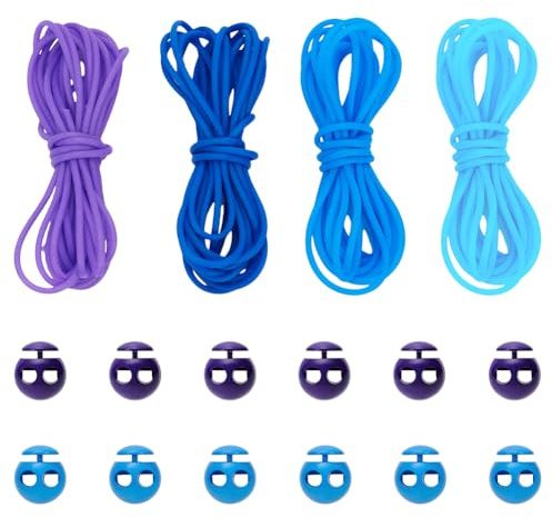 UNICRAFTALE 12m 4 Farben Stichstopper Set Hohle PVC Tubulare Synthetische Gummischnur Strickgummischnur Hohle Gummischläuche Strick Barbier Schnur 24 STK Schnurschlössern Halten Stichen für Armbänder