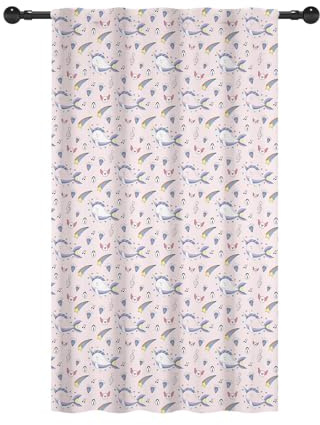 YONGFOTO 117x183cm Cortinas náuticas biológicas con Bolsillo para Barra Narval arcoíris Pastel Rosa Filtrado de luz Cortinas para Habitaciones Infantiles
