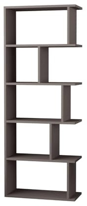 FWStyle Tapi Anthracite Grey Corner Bookcase – 5-Tier Space-Saving Open Shelf Unit for Living Room, Bedroom or Office – Modern Tall Storage Display with Durable Finish