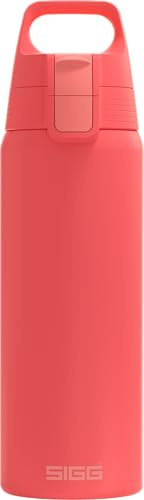 SIGG – drickflaska i rostfritt stål – Shield ONE Watermelon – lämplig för kolsyrade drycker – läckagesäker – fjäderlätt – BPA-fri – utomhus och fitness – röd – 0,75 l
