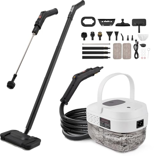 Nettoyer à Vapeur,2500 W Nettoyer à Vapeur Portable Avec 19 TêTes De Brosse,Rapide jusqu'à 221 °F,1,6L Nettoyeur Vapeur Vitre avec Une Serpillière pour Meubles de Cuisine, Voiture, Sols
