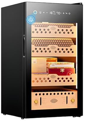 Lissontine Cava De Puros De Lujo con Electrónico De Humedad Y Temperatura, Humidor Puros con Iluminación LED Y Gran Capacidad para Almacenamiento 70Lx400Counts