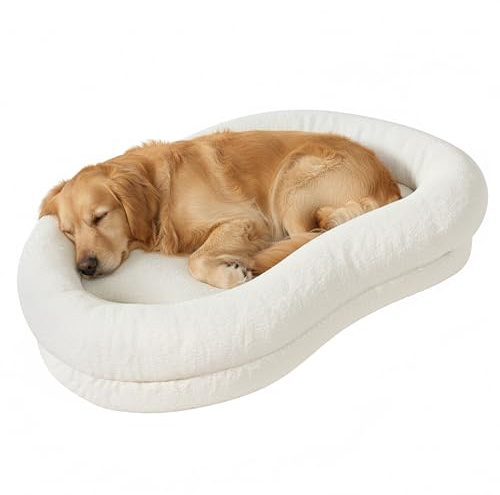 LELEFIDO Hundebett für große Hunde, orthopädisches Hundebett mit wolkenähnlichem Rand, waschbarem Bezug und hoher Unterstützung – ideales hundesofa für mittelgroße & große Hunde
