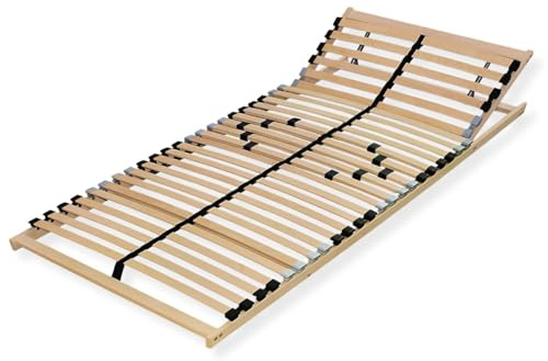 Sleepneo Lattenrost 80x200, Kopfteil verstellbar, Ergonomischer 7 Zonen Lattenrost, Buchenholz, 28 Latten, Lattenrahmen, Federholzrahmen, Selbstmontage, hohe Traglast bis 140Kg