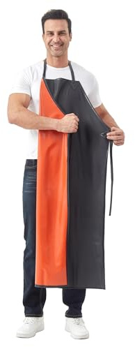 Nanxson Förkläde vattentätt, justerbart, hållbart, robust, arbetsförkläde, tvätt, slaktare, CF3114-industri, Svart, röd, one size