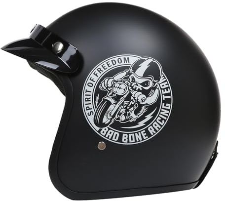 Moto Casque Bol Open Face Classic Sun Casque Moto Jet Vintage avec Visière Casques Vintage À Face Ouverte ECEDOT Homologué pour Scooter Chopper pour Adultes Hommes Femmes I,M:57-58CM