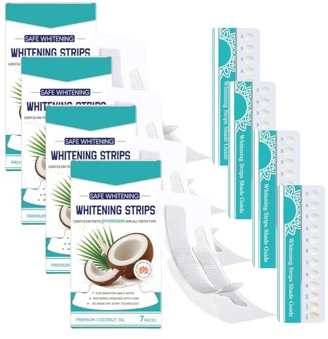 Zahnaufhellung Whitening Strips, 7 Stück Teeth Whitening Strips, Coconut Mint WhiteningStrips, Bleaching Stripes für Empfindliche Zähne, Zähne Aufhellen, Schnelles Entfernen Aller Flecken