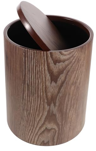 GALPADA Cubo de Basura Vintage Tapa Abatible Mediano Diseño Rústico Imitación Madera Gran Capacidad para Cocina Oficina y Baño Papelera de Residuos Práctica y Decorativa Color Nogal