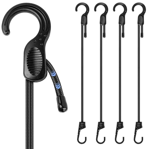 Verstellbar Spanngummi mit Haken, 4 Stück Expander mit Haken, Verschiedene Überlegengrößen Gummispanner Gepäckspanner für Sonnensegel, Gartengeräte, Ladung - Frei Verstellbare Länge bis zu 60 cm
