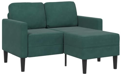 Fangmaliuyun Ecksofa Samt 2-Sitzer mit Chaiselongue Grün 125x118x85 cm L-Form Beine Metall Holz Klein für Wohnzimmer Büro Jugendzimmer