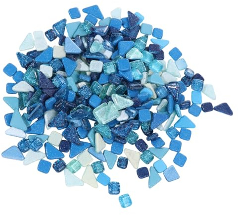 BESTYASH Cristales de Cristal Azul para Manualidades Diy, 500 G, Piedra Irregular Resistente al Desgaste Acabado Brillante para Decoración Moderna