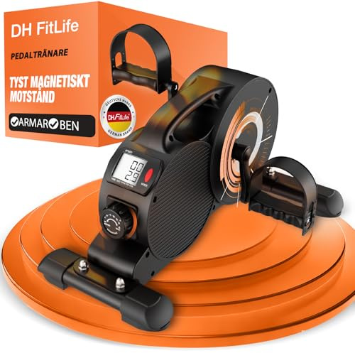 DH FitLife Mini Motionscykel/Bordscykel för Hemmet, Magnetisk Bentränare med 16 Motståndsnivåer, Tyst, med Display, Halksäker, för Seniorer och Rehabilitering, Upp till 220 kg