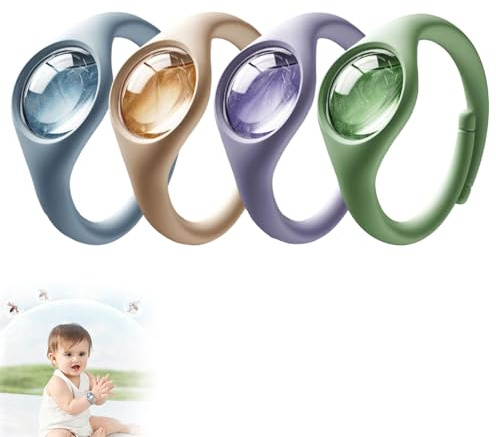 Juego de 4 pulseras antimosquitos, repelente natural de mosquitos para niños y adultos, banda de silicona ajustable e impermeable para acampar y actividades al aire libre