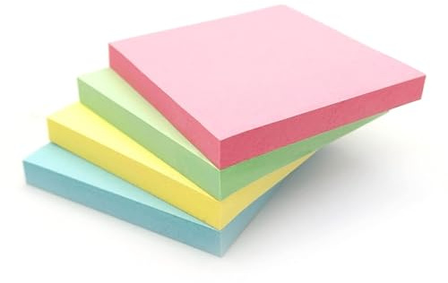 400 Pastel Sticky Notes (76x76mm) – Sticky Notes Set, Office Equipment Sticky Notes, Colourful Memo Pads (4×100 Sheets) for Home, School & Office Use