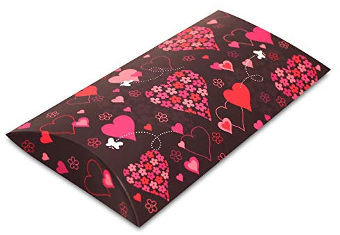 25er Pack Kissenverpackung Geschenkbox Geschenkschachtel Herzen, ca. 21,5 x 11,5 x 3 cm, Geschenkverpackung, Kissenschachtel